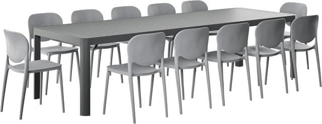 Amazonia Brampton 11-Piece Patio Dining Set – Aluminum Table + 10 Duresin Chairs (Gray)